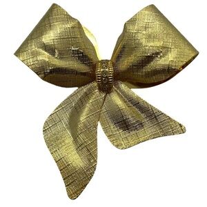 𝅺Vintage Bow Pin Brooch Asymmetrical Bejeweled Plaid Texture Costume